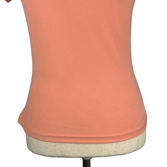 BRIGGS NEW YORK SHORT SLEEVE COWL NECK STRETCH PULLOVER KNIT TOP PEACH SMALL EUC - Picture 3 of 8